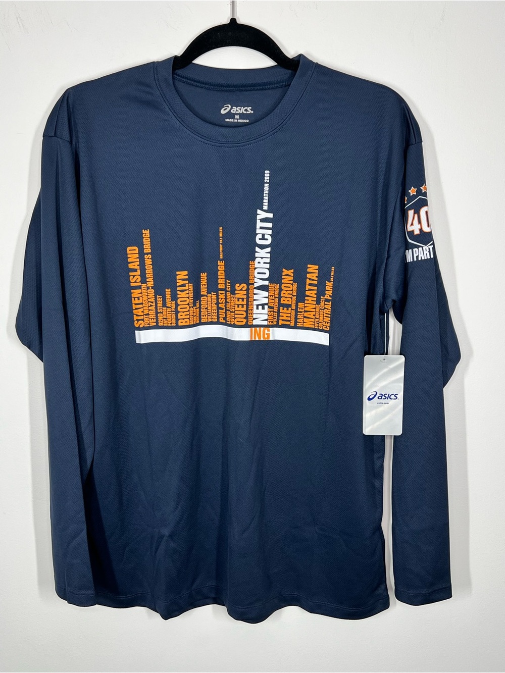 NWT Asics 2009 New York City Marathon Long Sleeve Athletic Shirt Medium